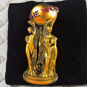 Black Tee with Gold Art Nouveau Statue Graphic